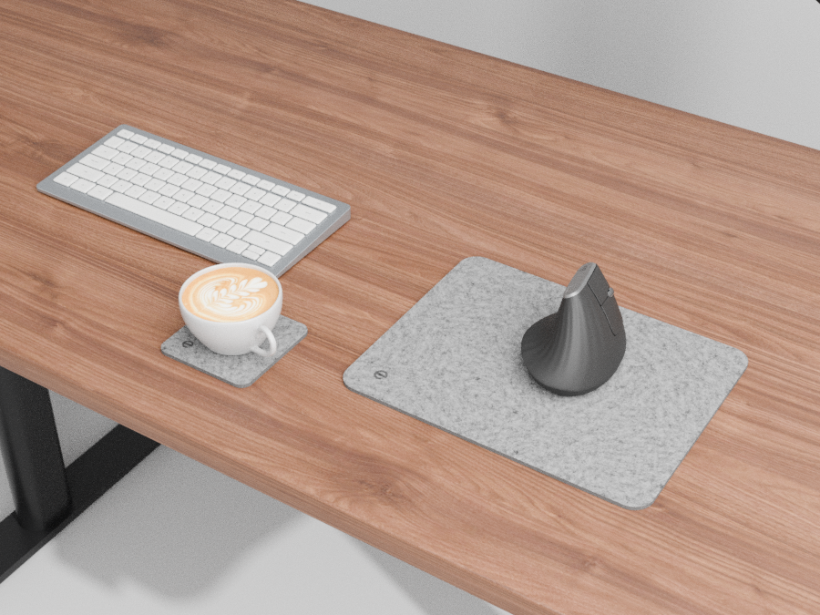 Světle šedá podložka pod myš MousePad na pracovním stole